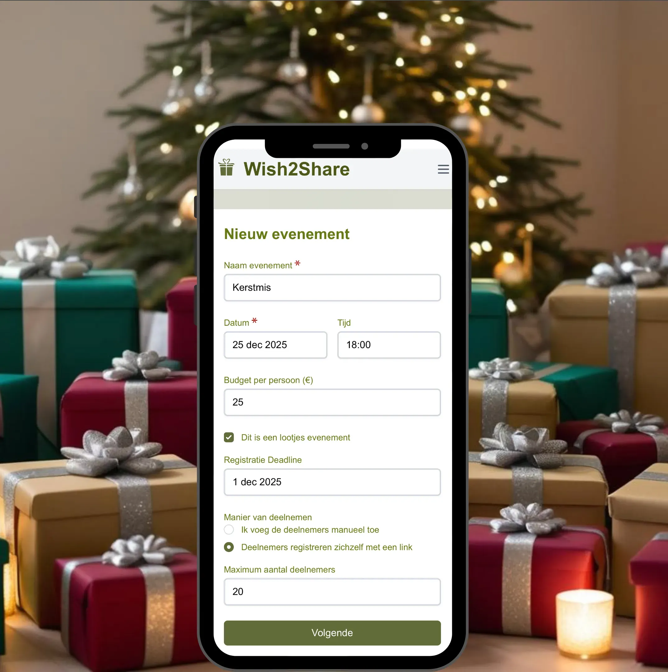Illustratie van het organiseren van een evenement op Wish2Share